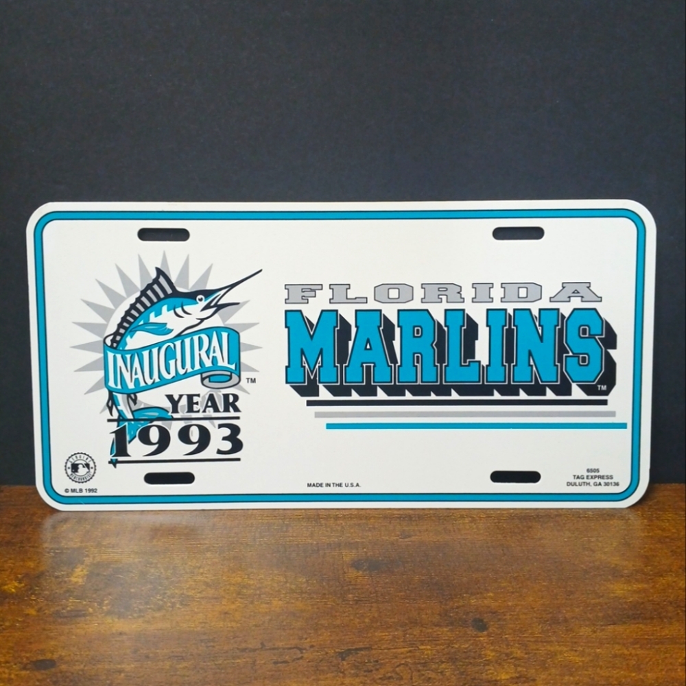 Florida Marlins License Plate Car Tag Inaugural Year 1993, MLB Baseball, Miami